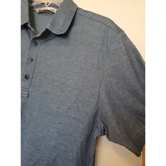 Travis Mathew Shirt Men's M Blue Logo on back stretch Collar Quarter Button - Picture 6 of 15